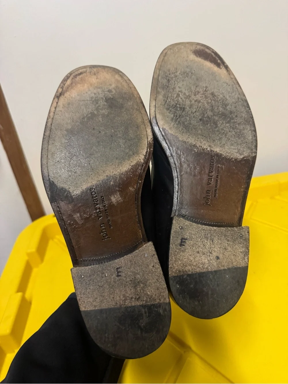 John Varvatos Men’s 8.5 Black Leather Loafers Made in Italy Dress Shoes